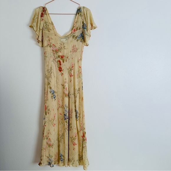 Vintage Maggy London floral midi dress 100% silk boho - Picture 10 of 11